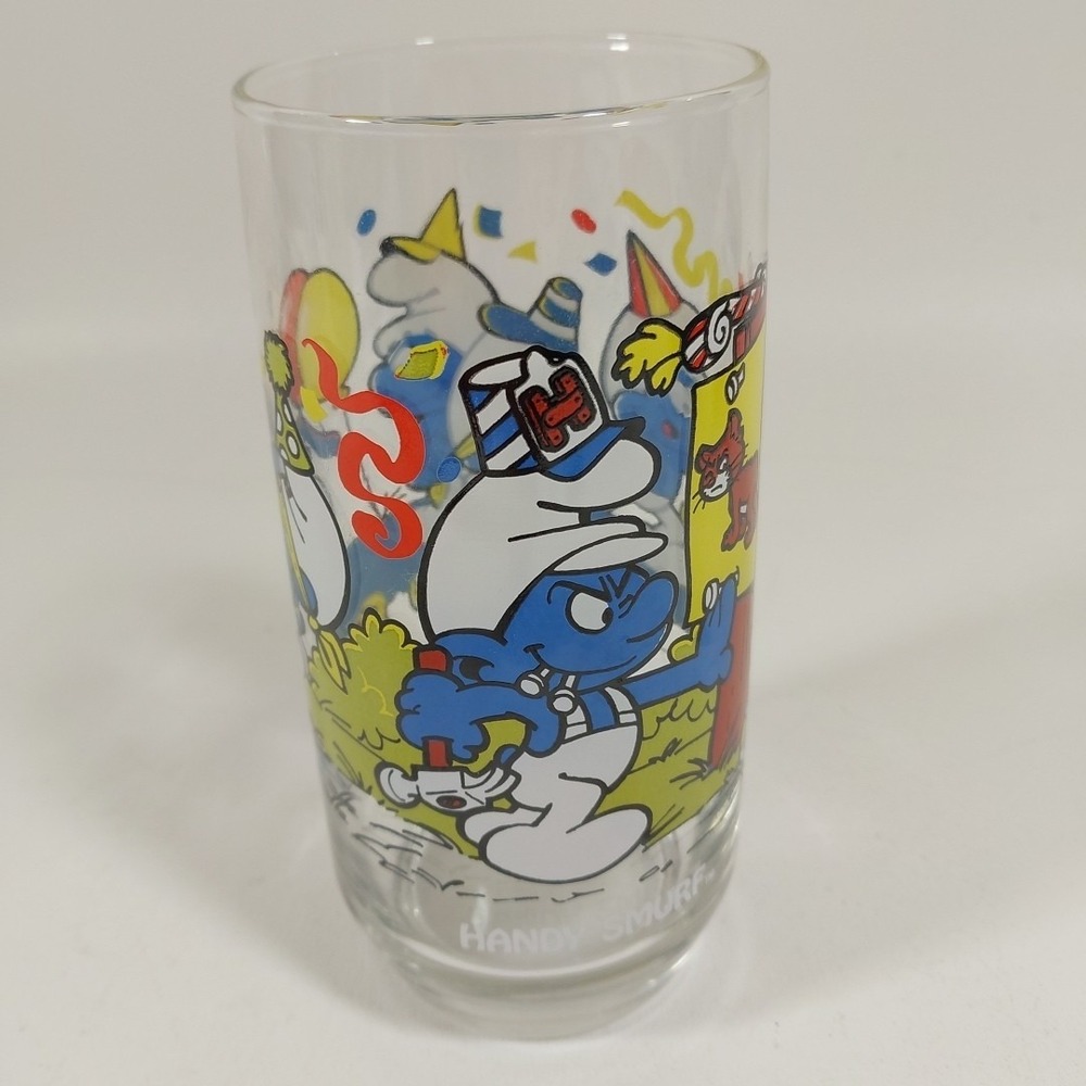 Handy Smurf Drinking Glass 1983 Peyo Wallace Berrie‎  Co 6"